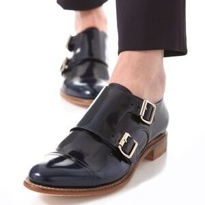 THE OFFICE OF ANGELA SCOTT Size EU 40 Mr. Colin Monk Strap Shoe Buckle Dark Blue